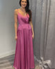 Dusty Rose Surplice A-Line Long Bridesmaid Dress