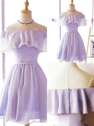 Free Shipping Off-the-Shoulder Chiffon Homecoming Dress