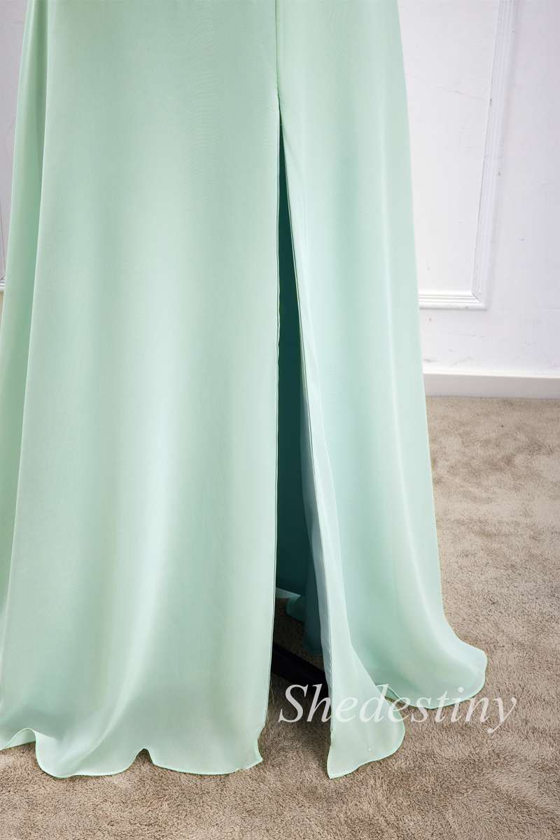 Sage Green Halter Cross-Back Maxi Dress with Slit