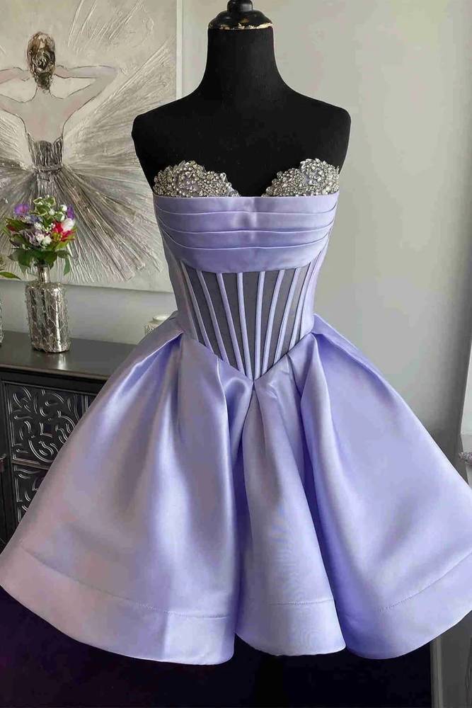 Dusty Blue Sweetheart A-Line Short Homecoming Dress