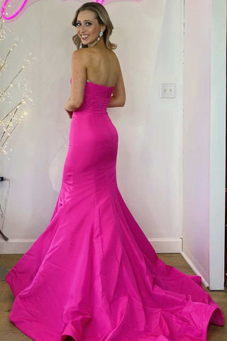 Hot Pink Sweetheart Trumpet Long Prom Dress