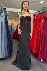 Black Lace Corset Mermaid Long Prom Dress