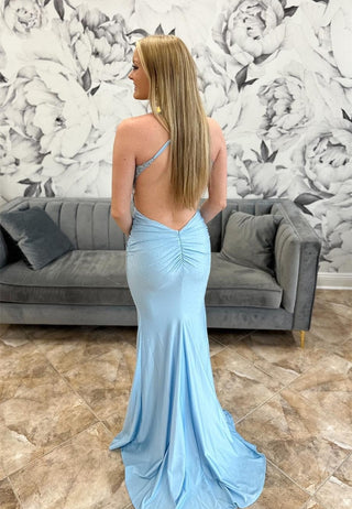 Hunter Green Lace Backless Mermaid Long Prom Dress
