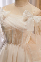 Off-White Open Back Ruffles A-Line Short Party Dress