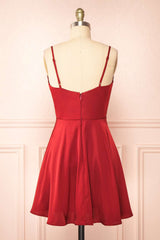 Red Cowl Neck A-Line Short Party Dress