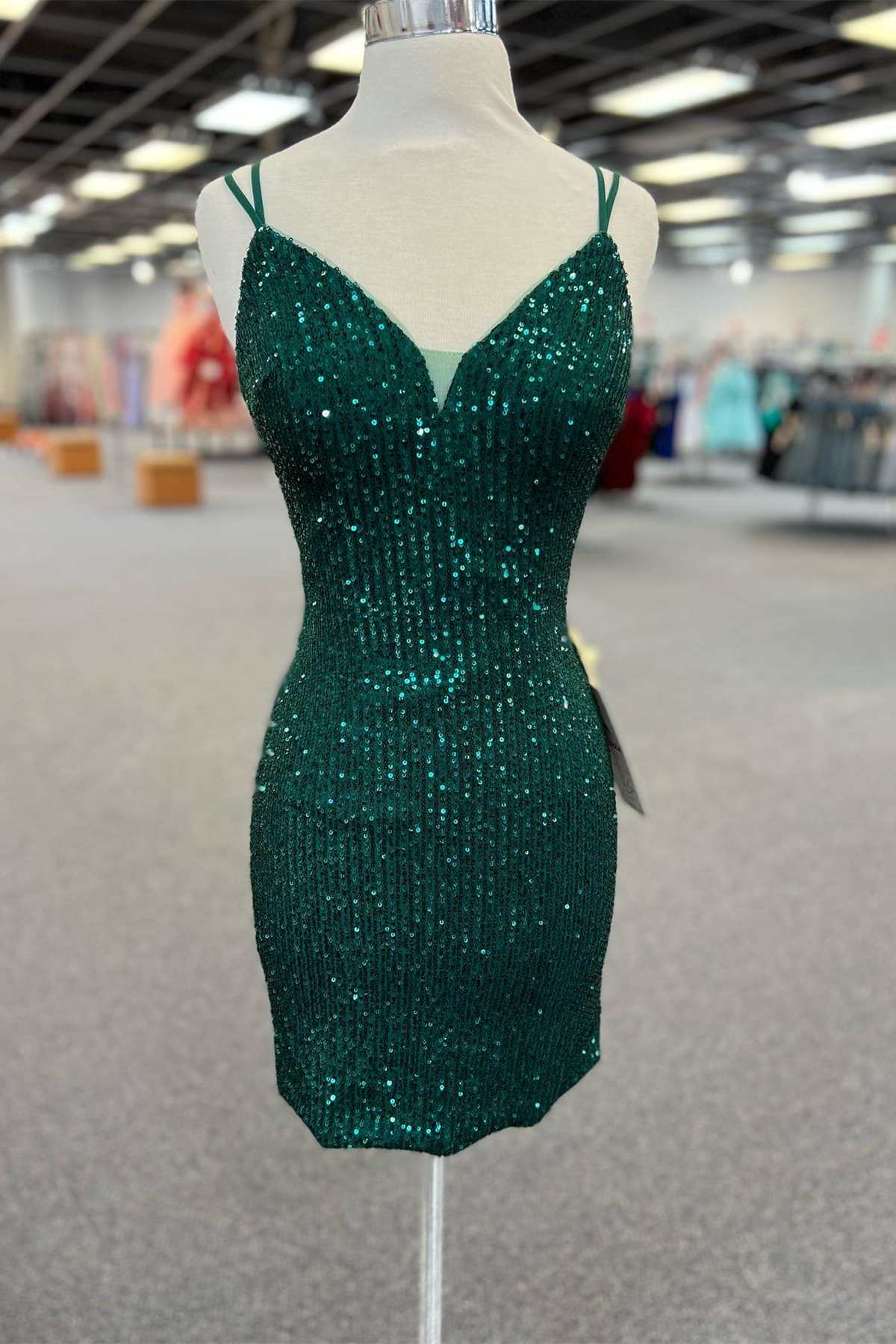 Hunter Green Sequin Lace-Up Back Short Homecoming Dress Shedestiny Hunter Green Sequin Lace-Up Back Short Homecoming Dress Shedestiny