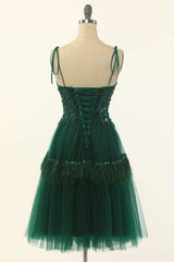 Green Tulle Lace Sweetheart A-Line Short Homecoming Dress