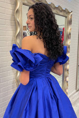 Yellow Off-the-Shoulder Ruffles A-Line Prom Dress