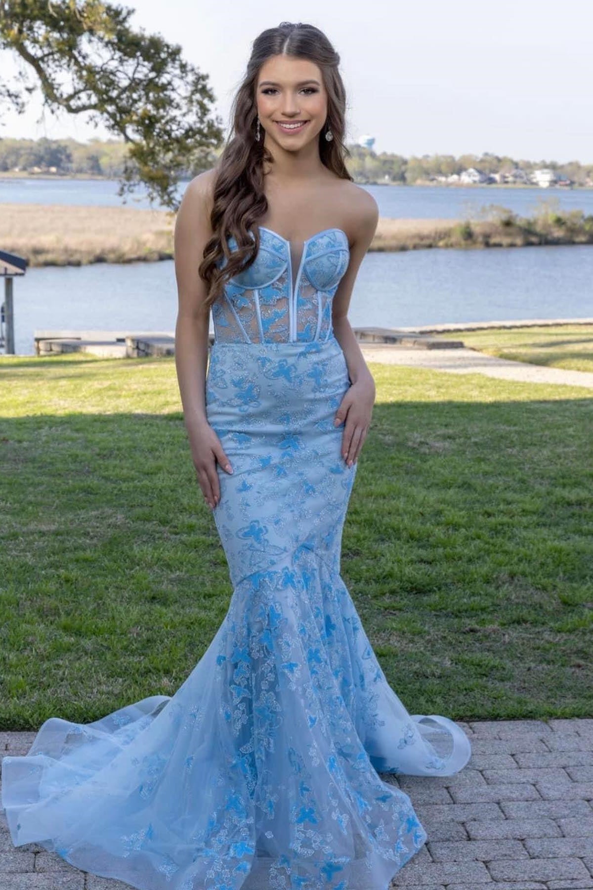 Blue Trumpet Prom Dresses