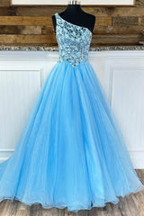 Princess Red Tulle Beaded One-Shoulder Ball Gown