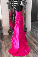 Fuchsia Rhinestones Strapless Mermaid Long Formal Gown