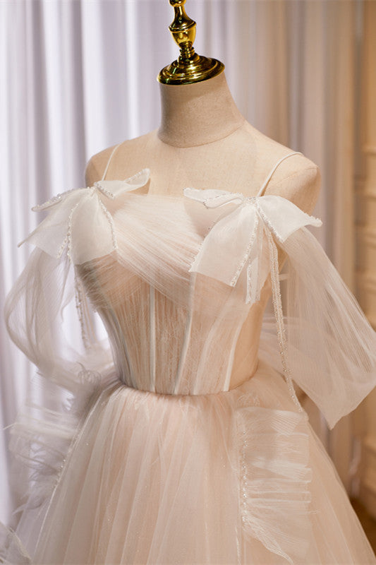 Off-White Cold-Shoulder Ruffles Ball Gown