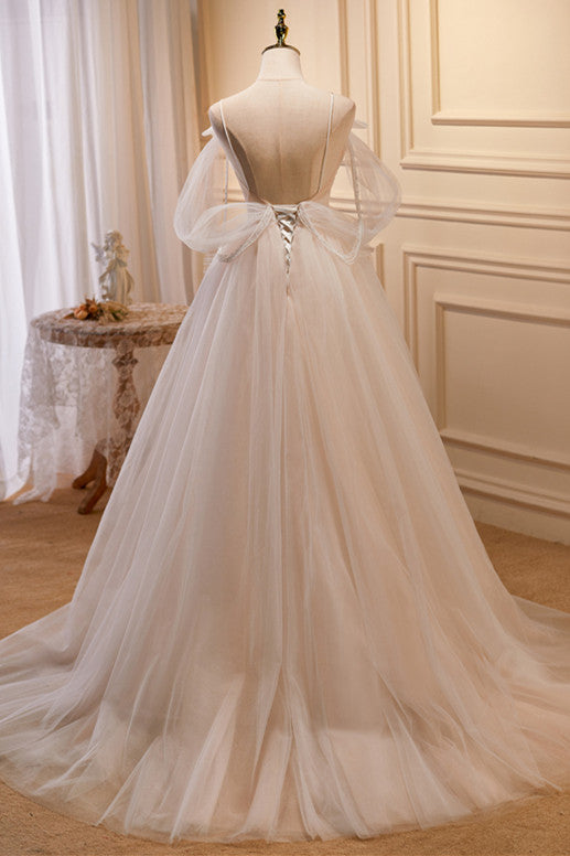 Off-White Cold-Shoulder Ruffles Ball Gown