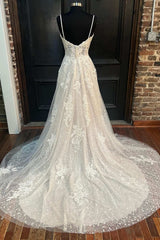 White Lace Sweetheart A-Line Long Wedding Dress